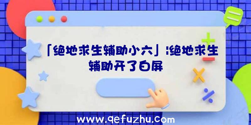 「绝地求生辅助小六」|绝地求生辅助开了白屏